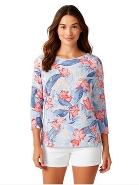 Tommy Bahama Island Zone Sun Shirt Womens XL Rashguard Vacation Beach Floral UPF